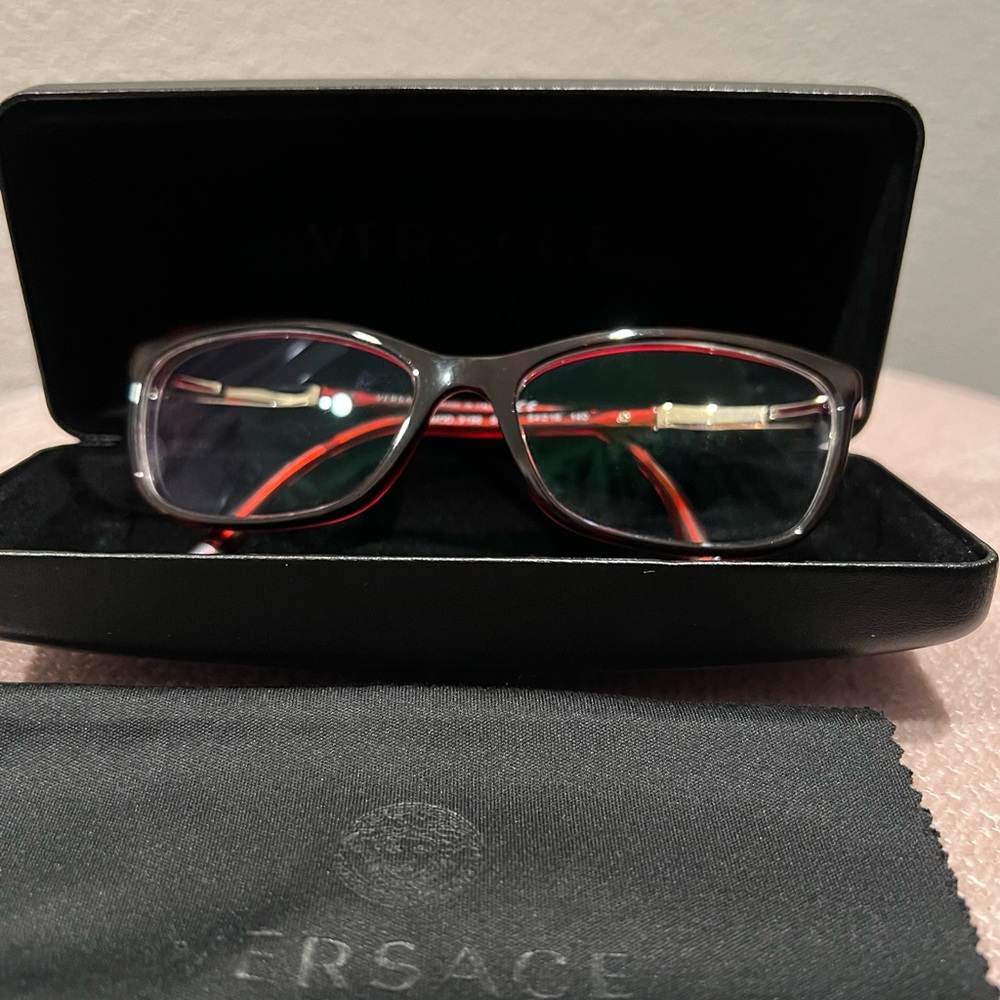 Versace frames with case and cleaning cloth.